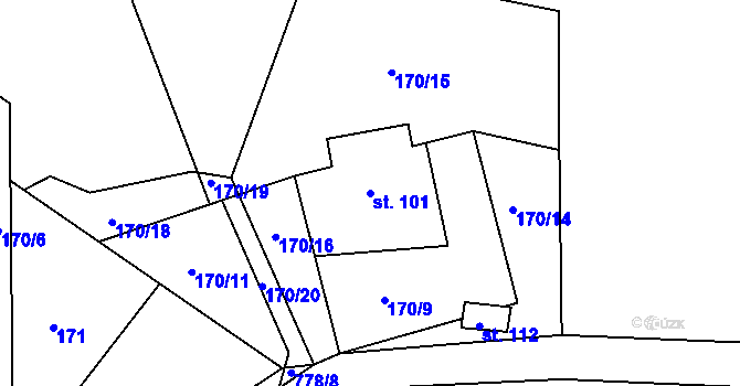Parcela st. 101 v KÚ Stéblovice, Katastrální mapa