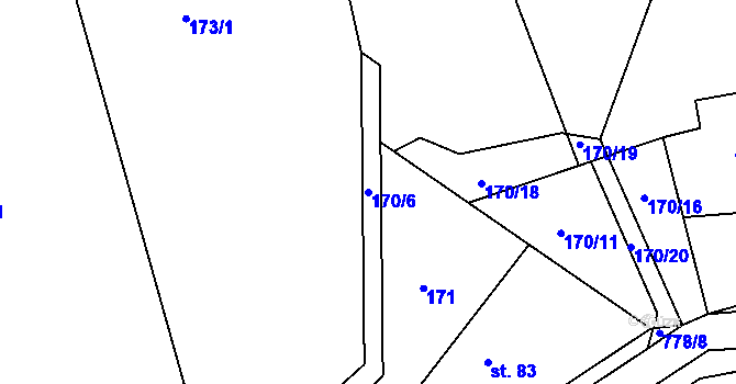 Parcela st. 170/6 v KÚ Stéblovice, Katastrální mapa