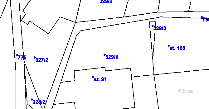 Parcela st. 329/1 v KÚ Stéblovice, Katastrální mapa