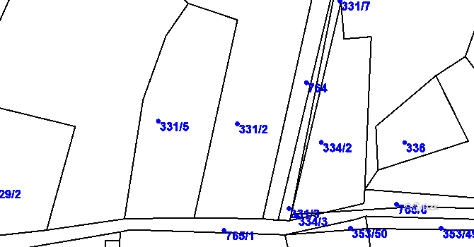 Parcela st. 331/2 v KÚ Stéblovice, Katastrální mapa