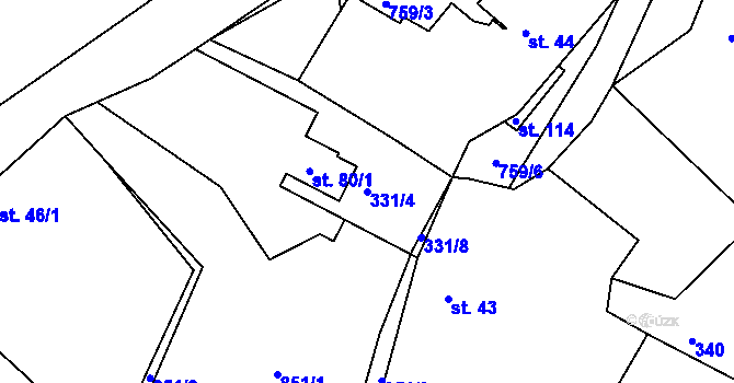 Parcela st. 331/4 v KÚ Stéblovice, Katastrální mapa