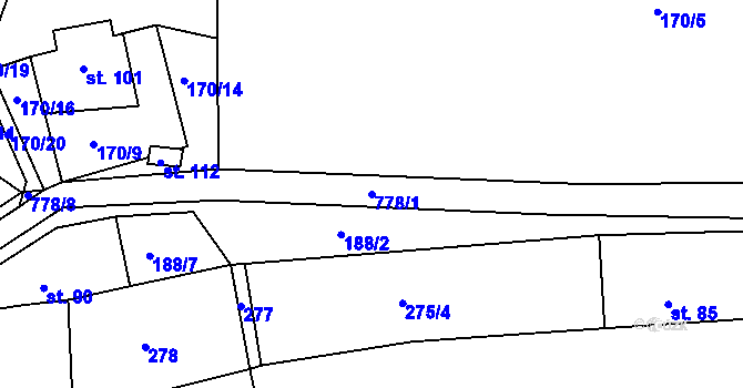 Parcela st. 778/1 v KÚ Stéblovice, Katastrální mapa