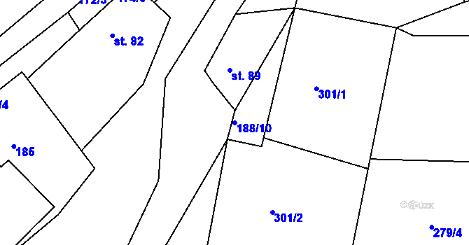 Parcela st. 188/10 v KÚ Stéblovice, Katastrální mapa