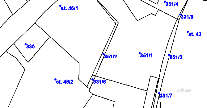 Parcela st. 851/2 v KÚ Stéblovice, Katastrální mapa