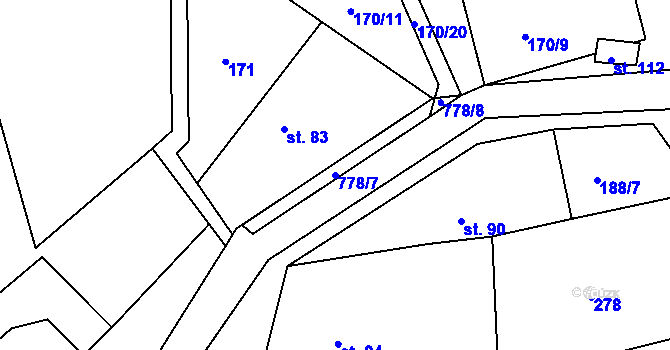 Parcela st. 778/7 v KÚ Stéblovice, Katastrální mapa