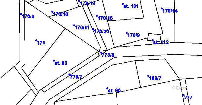 Parcela st. 778/8 v KÚ Stéblovice, Katastrální mapa