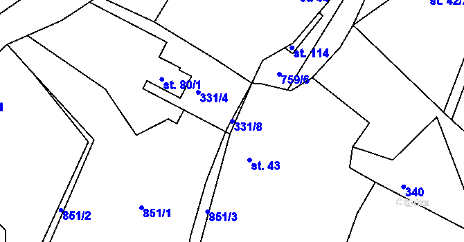 Parcela st. 331/8 v KÚ Stéblovice, Katastrální mapa