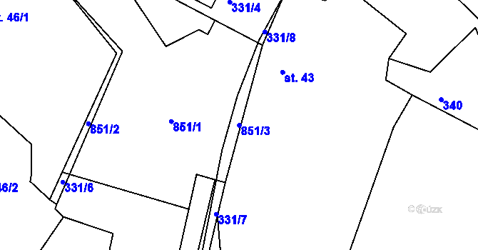 Parcela st. 851/3 v KÚ Stéblovice, Katastrální mapa