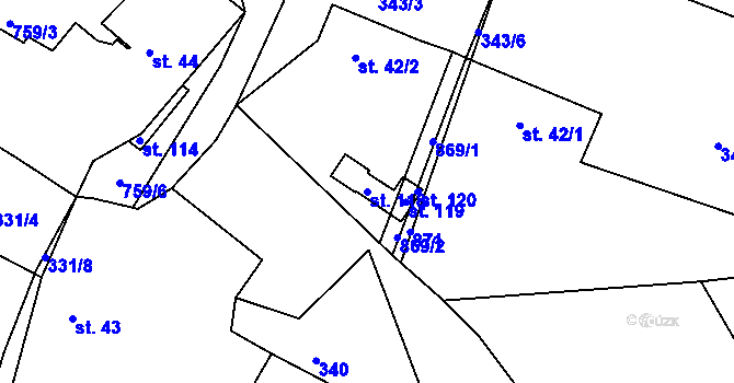 Parcela st. 118 v KÚ Stéblovice, Katastrální mapa