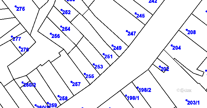 Parcela st. 251 v KÚ Sobotovice, Katastrální mapa