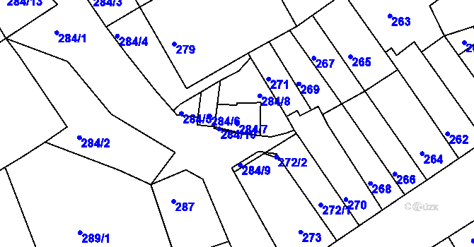 Parcela st. 284/7 v KÚ Sobotovice, Katastrální mapa