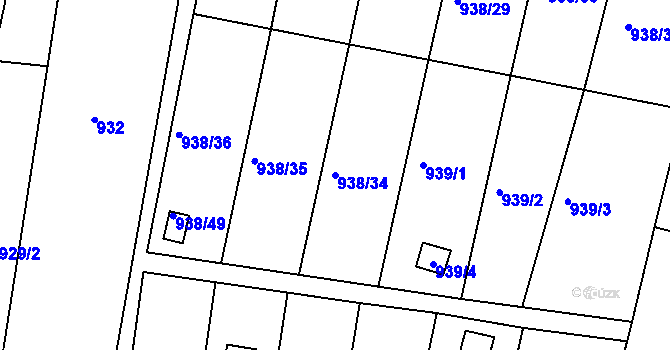 Parcela st. 938/34 v KÚ Sobotovice, Katastrální mapa