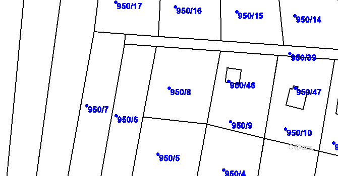 Parcela st. 950/8 v KÚ Sobotovice, Katastrální mapa