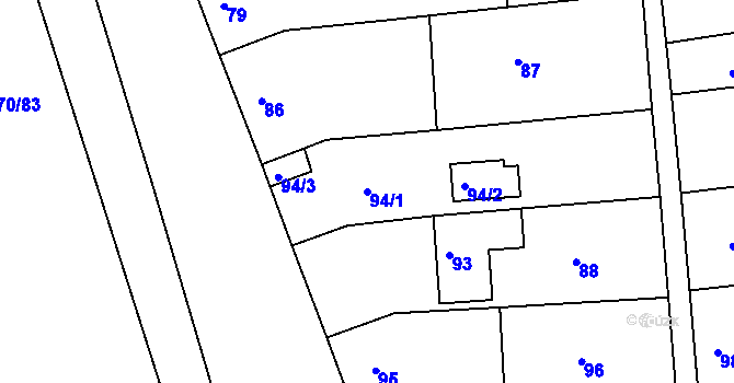 Parcela st. 94/1 v KÚ Sobotovice, Katastrální mapa