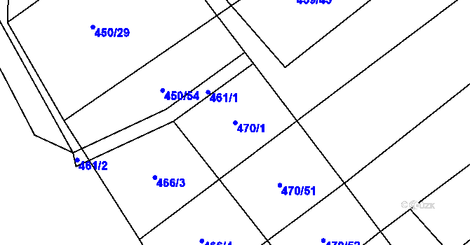 Parcela st. 470/1 v KÚ Sobotovice, Katastrální mapa