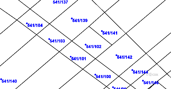 Parcela st. 541/102 v KÚ Sobotovice, Katastrální mapa