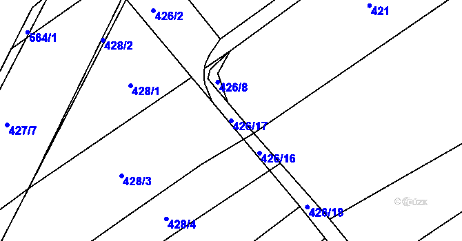 Parcela st. 426/17 v KÚ Sobotovice, Katastrální mapa