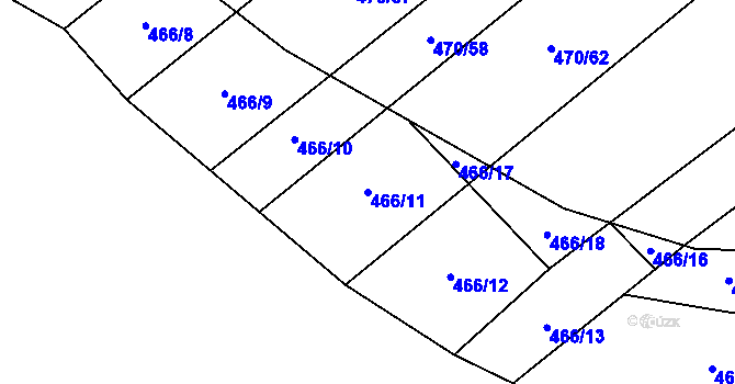 Parcela st. 466/11 v KÚ Sobotovice, Katastrální mapa