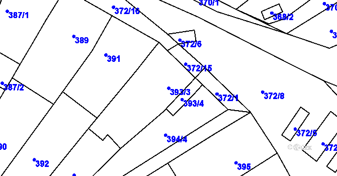 Parcela st. 393/3 v KÚ Sobotovice, Katastrální mapa