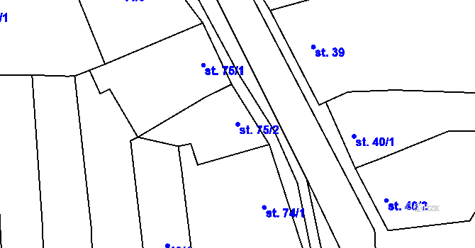 Parcela st. 75/2 v KÚ Sobůlky, Katastrální mapa