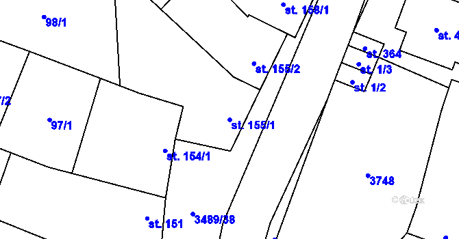 Parcela st. 155/1 v KÚ Sobůlky, Katastrální mapa