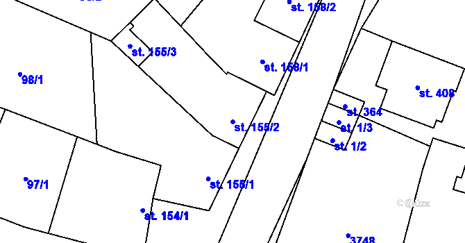 Parcela st. 155/2 v KÚ Sobůlky, Katastrální mapa