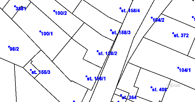Parcela st. 158/2 v KÚ Sobůlky, Katastrální mapa