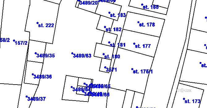 Parcela st. 180 v KÚ Sobůlky, Katastrální mapa