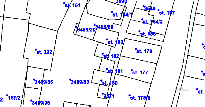 Parcela st. 182 v KÚ Sobůlky, Katastrální mapa