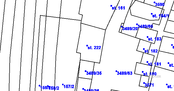 Parcela st. 222 v KÚ Sobůlky, Katastrální mapa