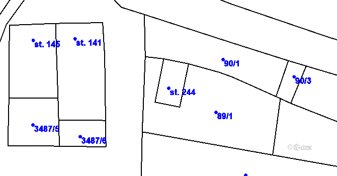 Parcela st. 244 v KÚ Sobůlky, Katastrální mapa
