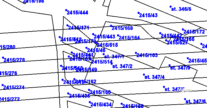 Parcela st. 347/1 v KÚ Sobůlky, Katastrální mapa
