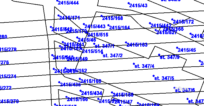 Parcela st. 347/2 v KÚ Sobůlky, Katastrální mapa