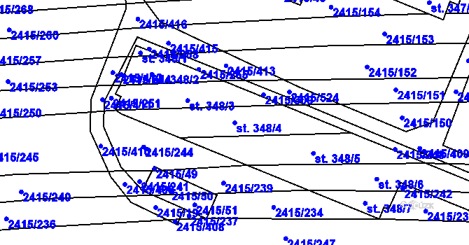 Parcela st. 348/4 v KÚ Sobůlky, Katastrální mapa