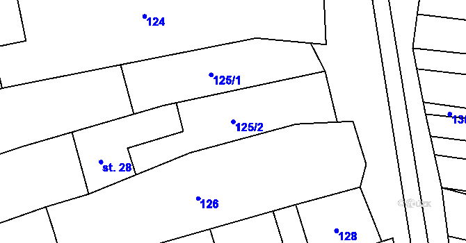 Parcela st. 125/2 v KÚ Sobůlky, Katastrální mapa