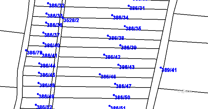 Parcela st. 386/42 v KÚ Sobůlky, Katastrální mapa