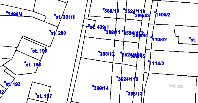 Parcela st. 388/12 v KÚ Sobůlky, Katastrální mapa