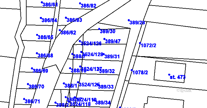 Parcela st. 389/31 v KÚ Sobůlky, Katastrální mapa