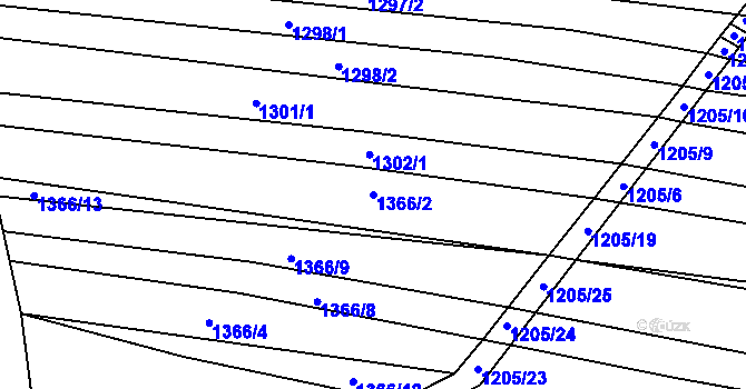 Parcela st. 1366/2 v KÚ Sobůlky, Katastrální mapa