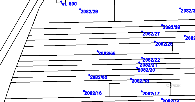 Parcela st. 2082/66 v KÚ Sobůlky, Katastrální mapa
