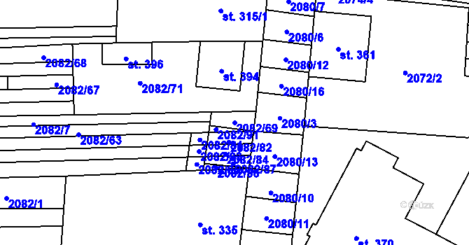 Parcela st. 2082/69 v KÚ Sobůlky, Katastrální mapa