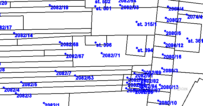 Parcela st. 2082/71 v KÚ Sobůlky, Katastrální mapa