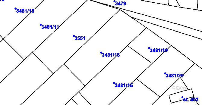 Parcela st. 3481/16 v KÚ Sobůlky, Katastrální mapa