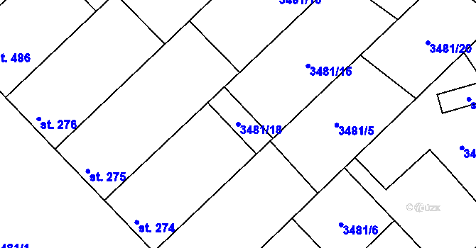 Parcela st. 3481/18 v KÚ Sobůlky, Katastrální mapa