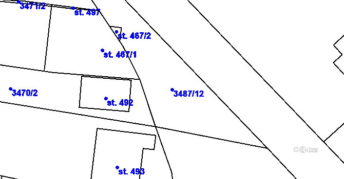 Parcela st. 3487/12 v KÚ Sobůlky, Katastrální mapa