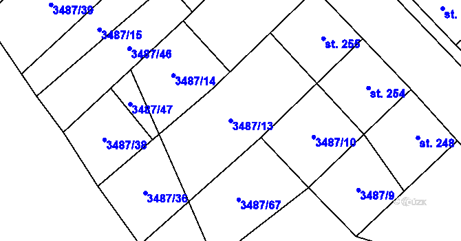Parcela st. 3487/13 v KÚ Sobůlky, Katastrální mapa