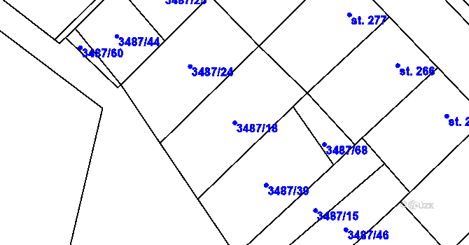Parcela st. 3487/18 v KÚ Sobůlky, Katastrální mapa