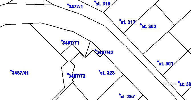 Parcela st. 3487/42 v KÚ Sobůlky, Katastrální mapa