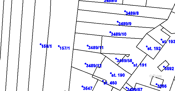 Parcela st. 3489/11 v KÚ Sobůlky, Katastrální mapa