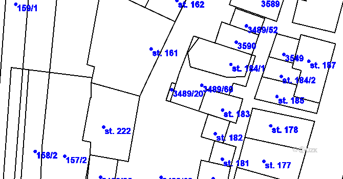 Parcela st. 3489/20 v KÚ Sobůlky, Katastrální mapa